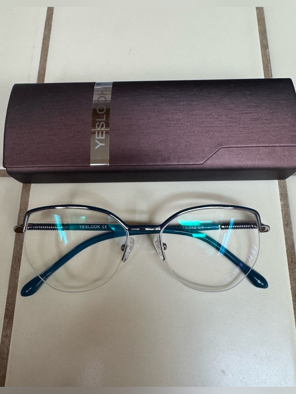 Yesglasses Teal and Silver Women's Reader Glasses